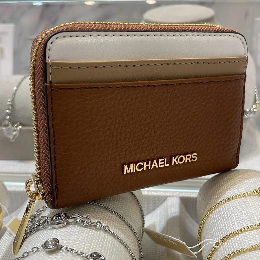 Michael Kors Jet Set Travel Md Zip Around Color-Block Wallet Card Case Luggage